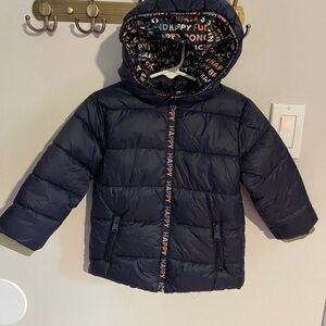 Primark Navy Puffer Jacket with Olive Lining